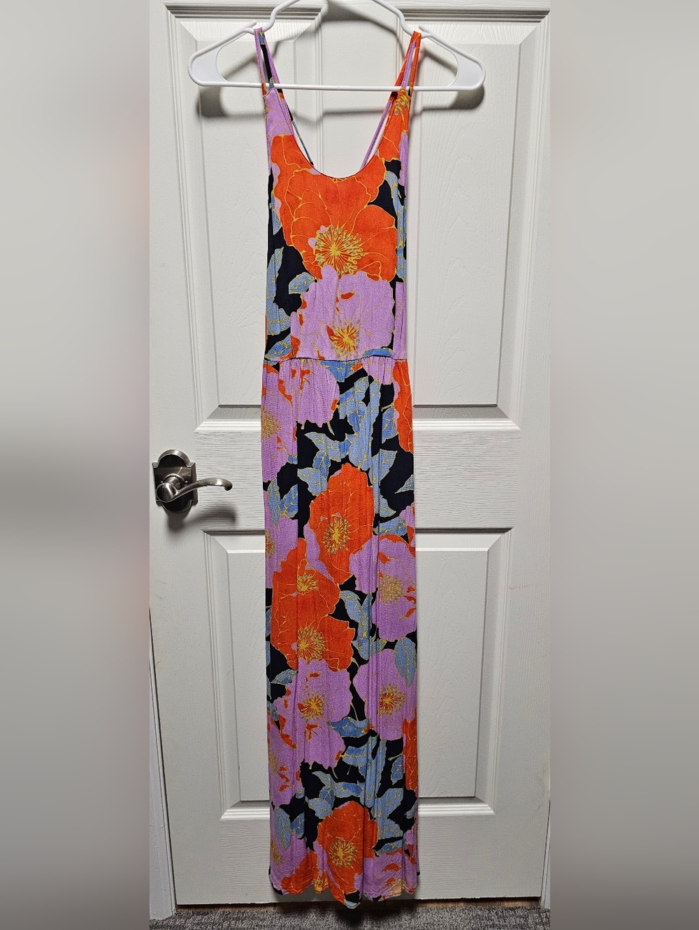 LOFT Orange, Lavender, and Blue Floral Strappy Maxi Dress - Size 2
